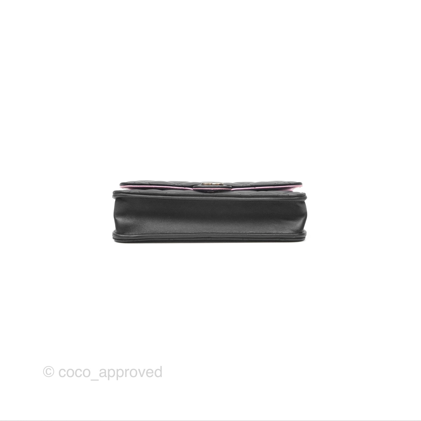 Chanel Top Handle Mini WOC Phone Holder Black/Pink Lambskin Gold Hardware 23P