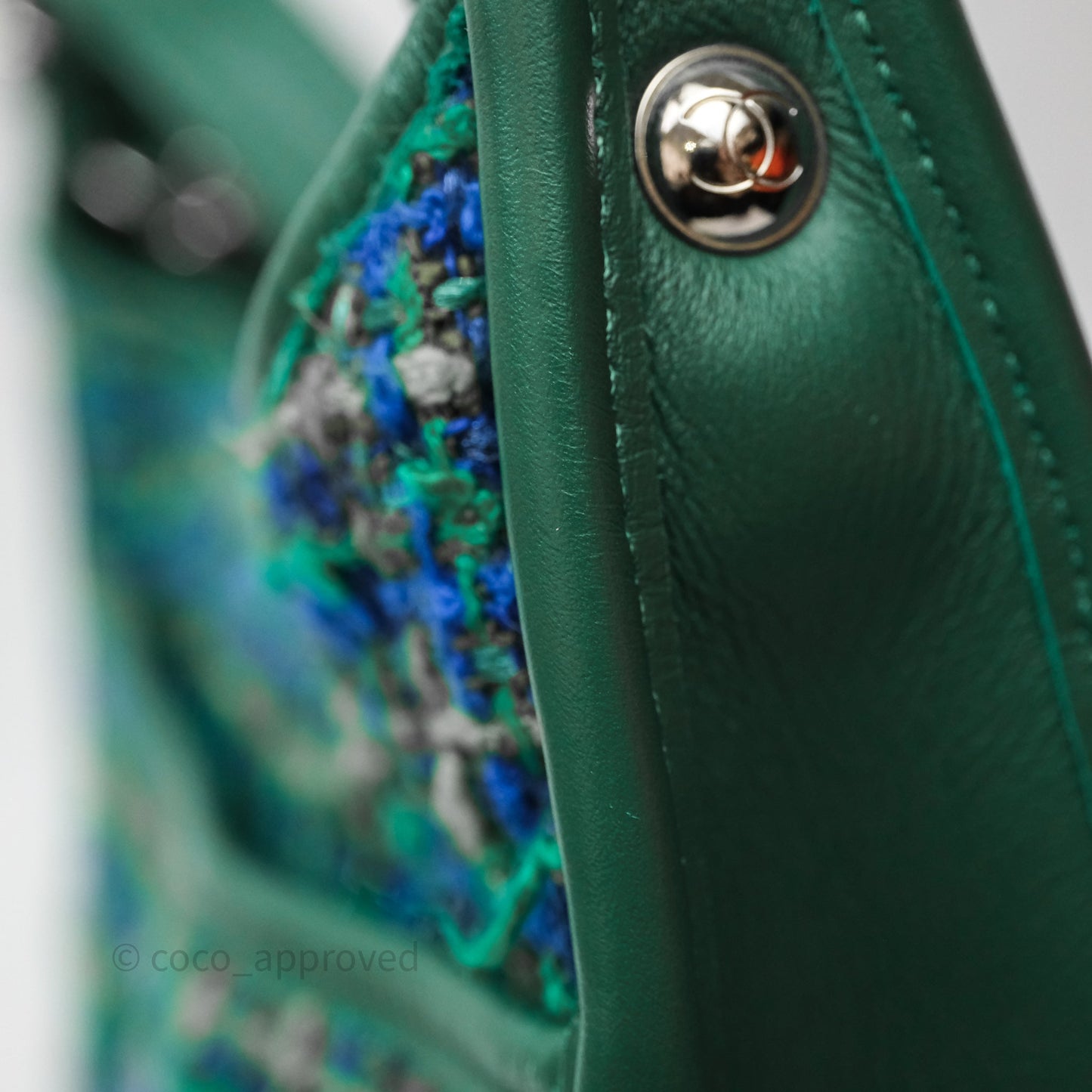 Chanel Tweed Jungle Stroll Hobo Bag Green Silver Hardware