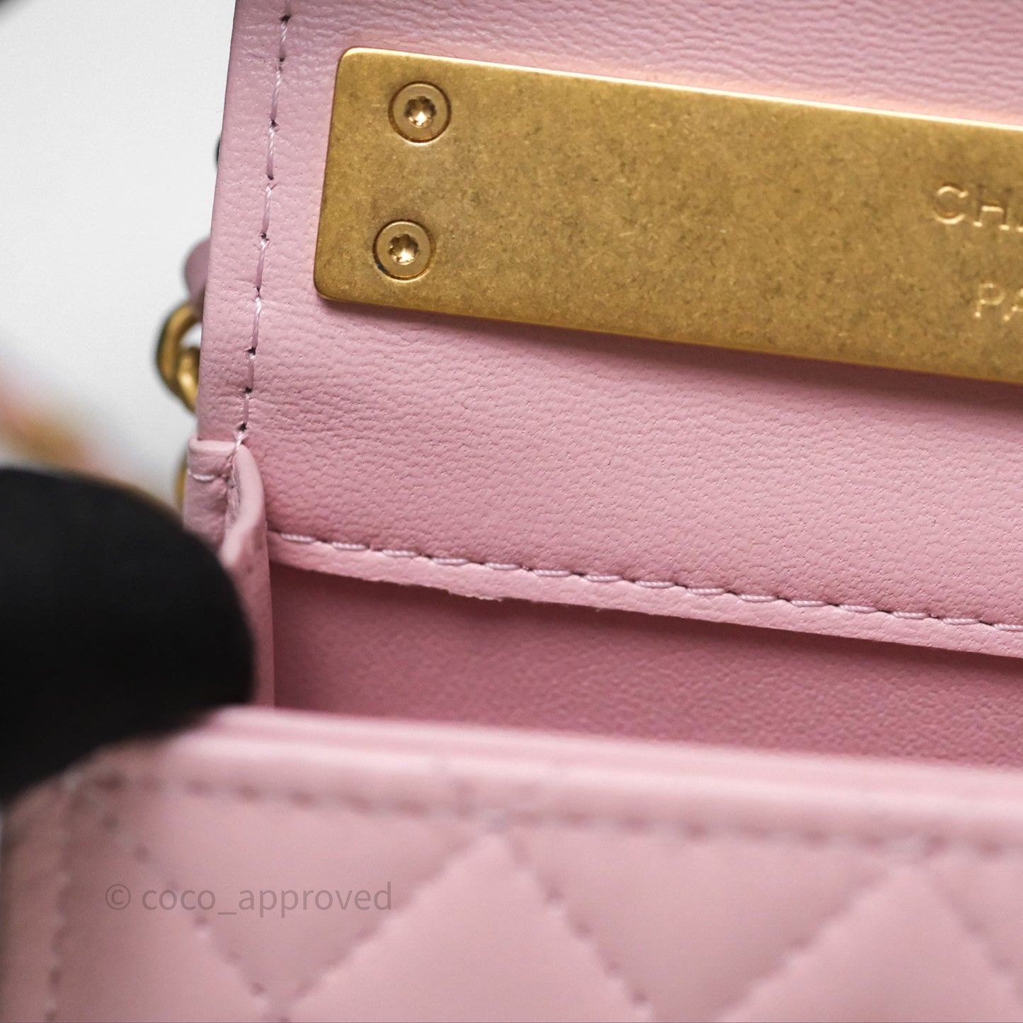 Chanel Mini Enamel Handle Clutch on Chain Pink Lambskin Gold Hardware 22B
