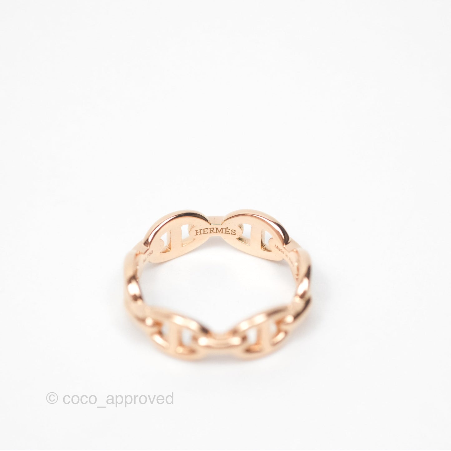 Hermès Chaine d'Ancre Enchainee Band Ring PM Rose Gold Size 51