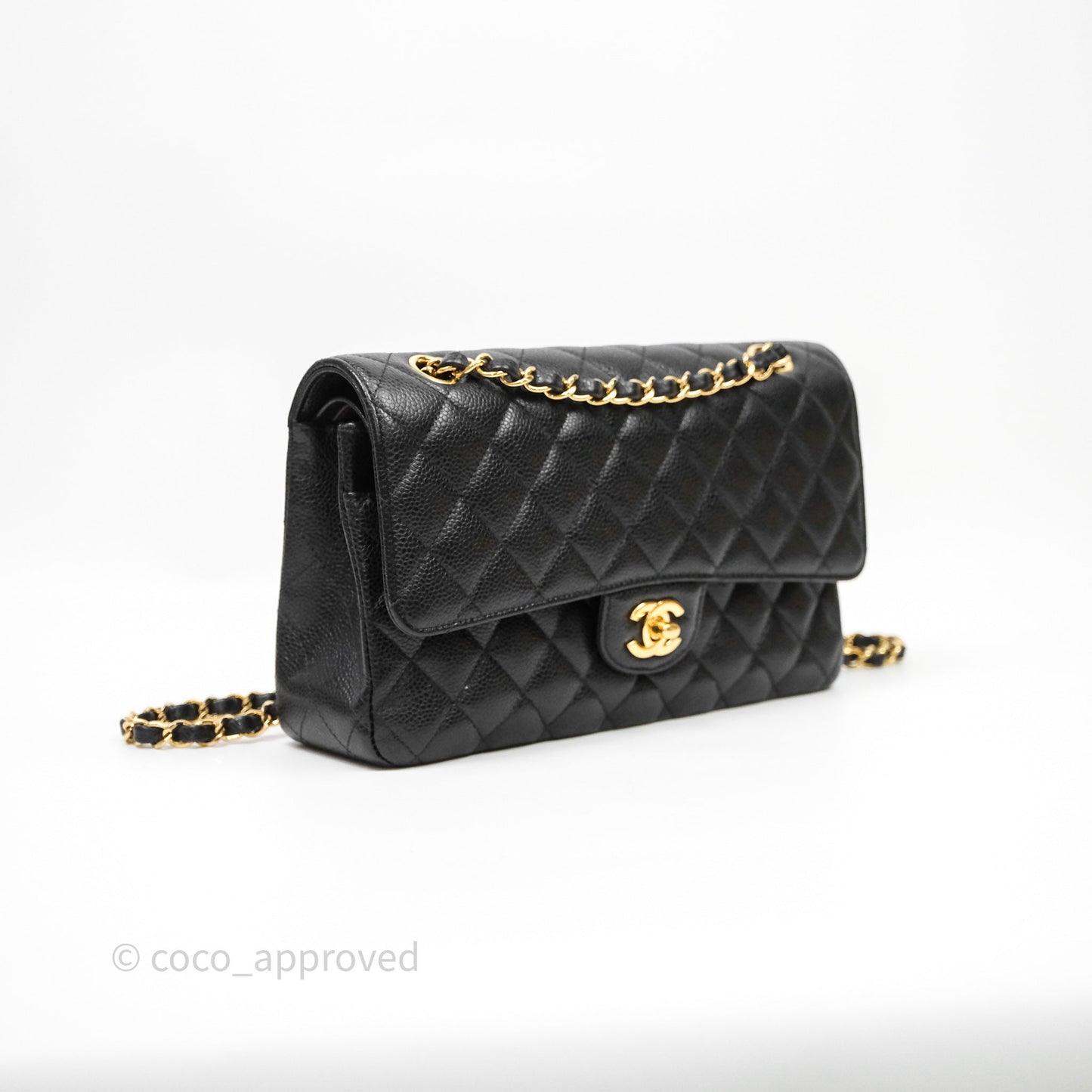 Chanel Classic M/L Medium Flap Quilted Black Caviar Gold Hardware