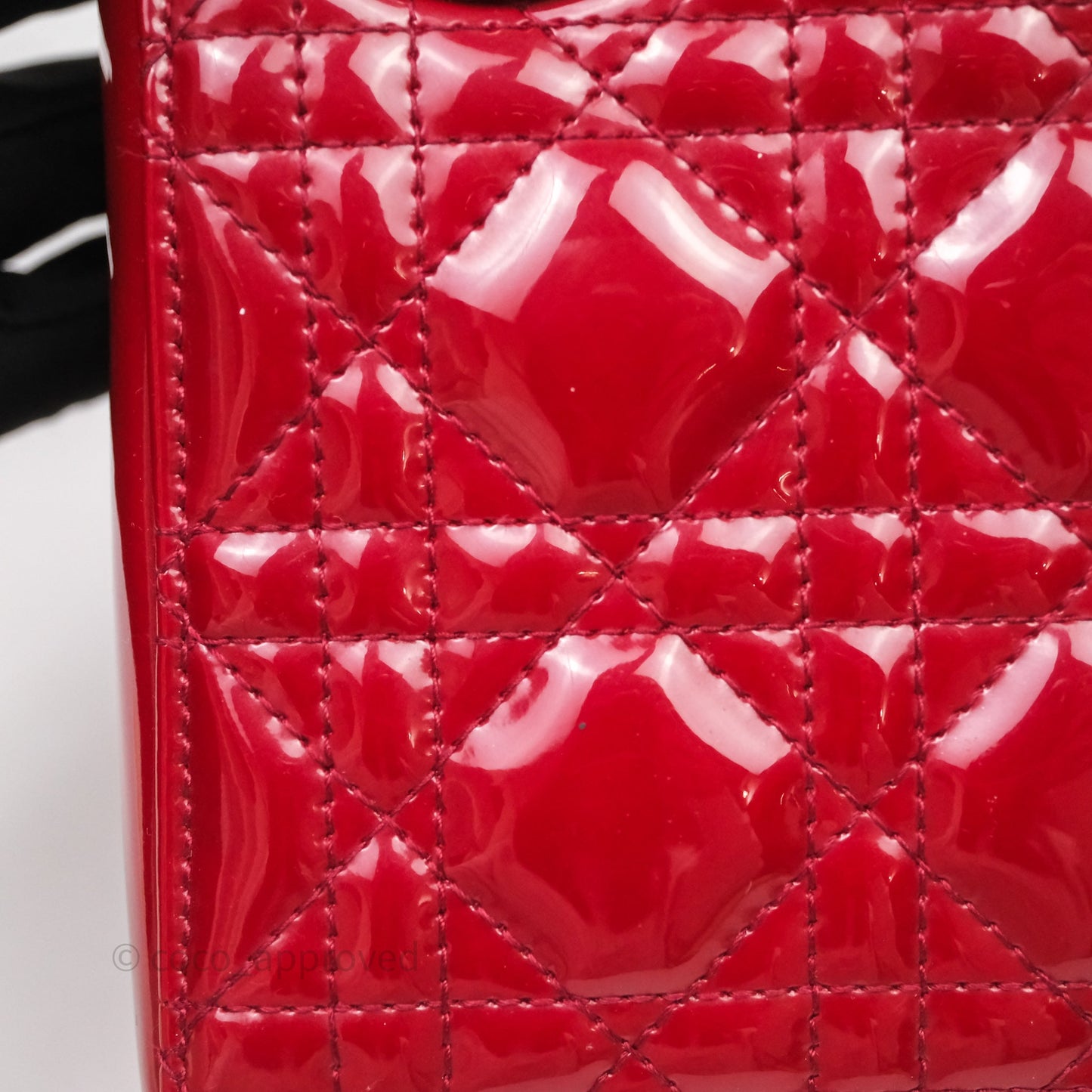 Christian Dior Mini Lady Dior Red Patent Cannage Silver Hardware