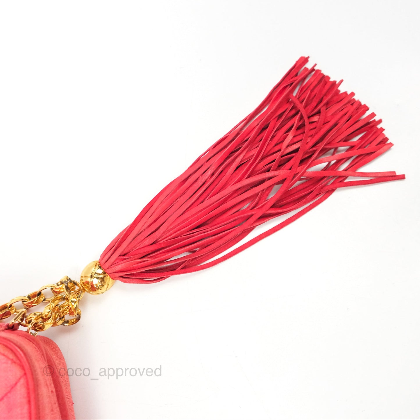 Chanel Vintage Small Tassel Camera Bag Dark Pink Canvas Gold Hardware