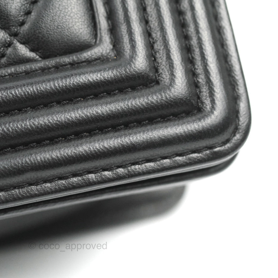 Chanel Small Boy Black Lambskin Aged Gold Hardware