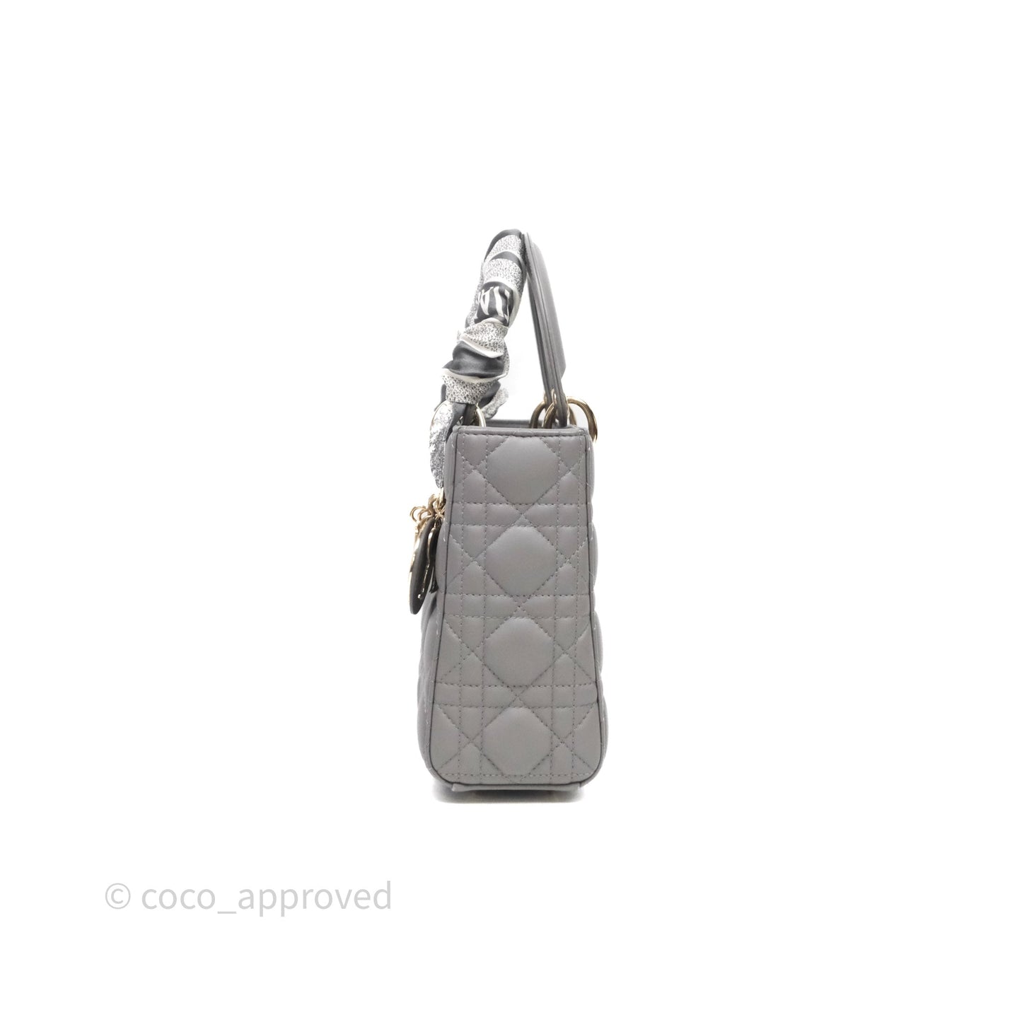 Christian Dior Small Lady Dior Grey Lambskin Gold Hardware