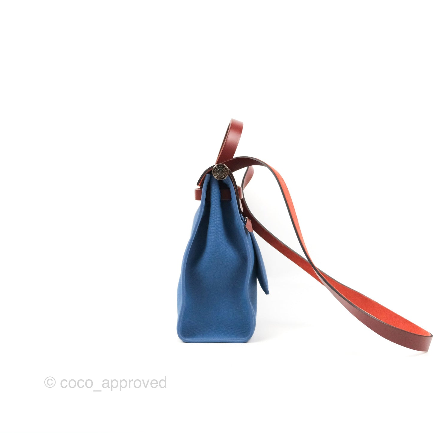 Hermès Herbag Zip 31 Rouge H/Bleu Agate Canvas Palladium Hardware
