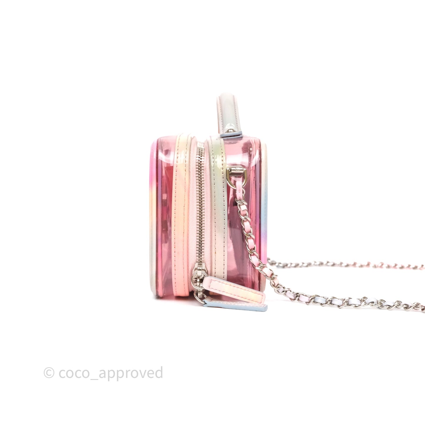 Chanel Filigree Pink Vanity Case PVC Silver Hardware