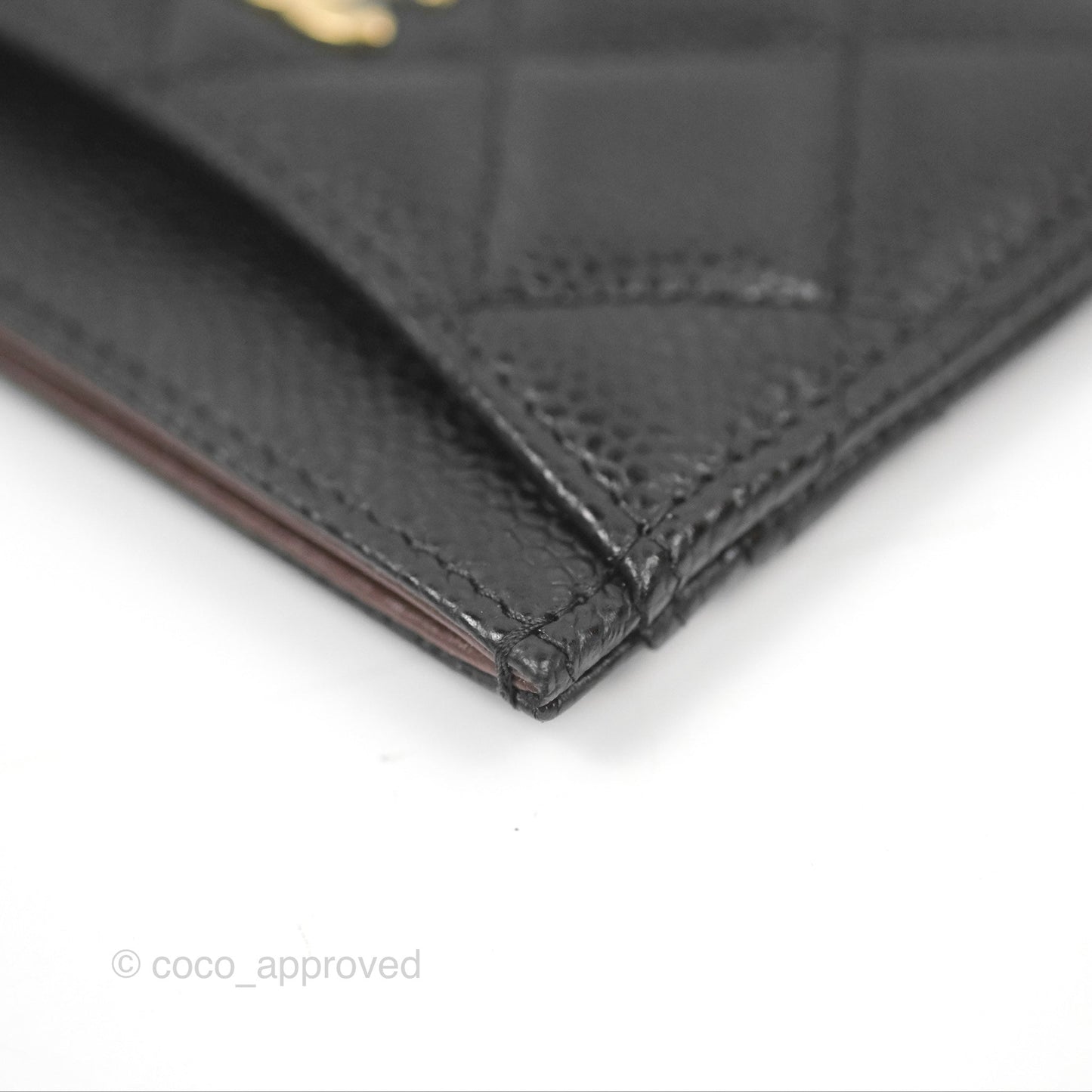 Chanel Classic Flat Card Holder Black Caviar Gold Hardware