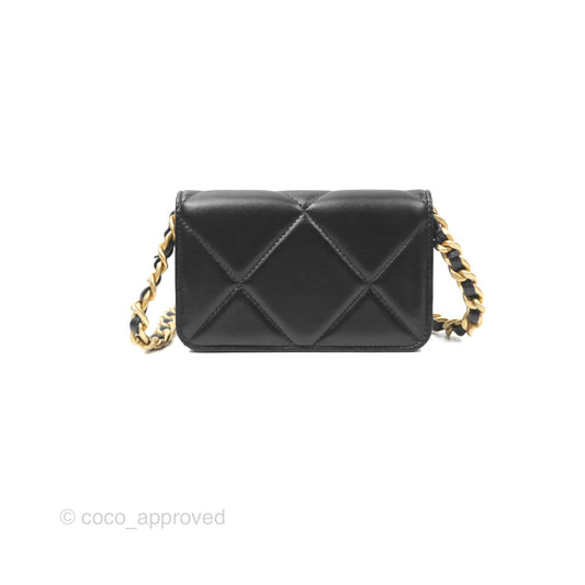 Chanel 19 Clutch With Chain Black Lambskin Mixed Hardware