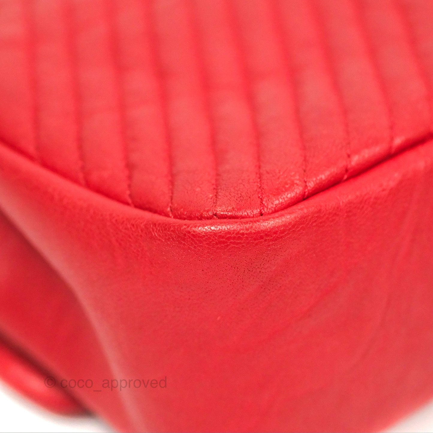Chanel Small Chevron Surpique Flap Red Calfskin Aged Gold Hardware