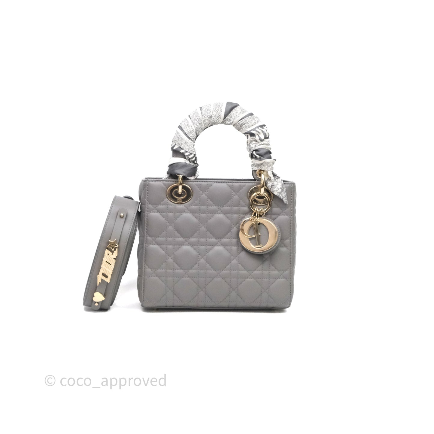 Christian Dior Small Lady Dior Grey Lambskin Gold Hardware