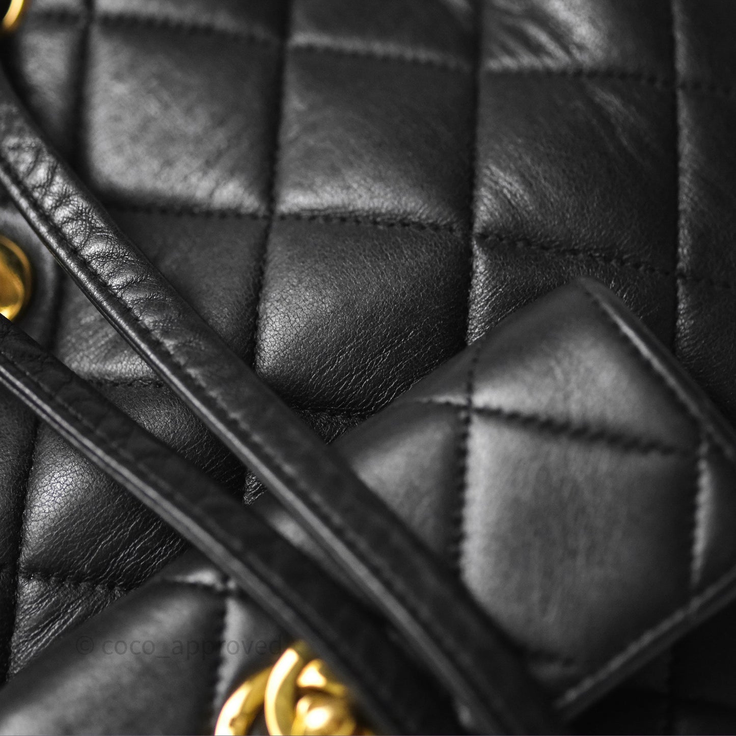 Chanel Vintage CC Duma Backpack Black Lambskin 24K Gold Hardware