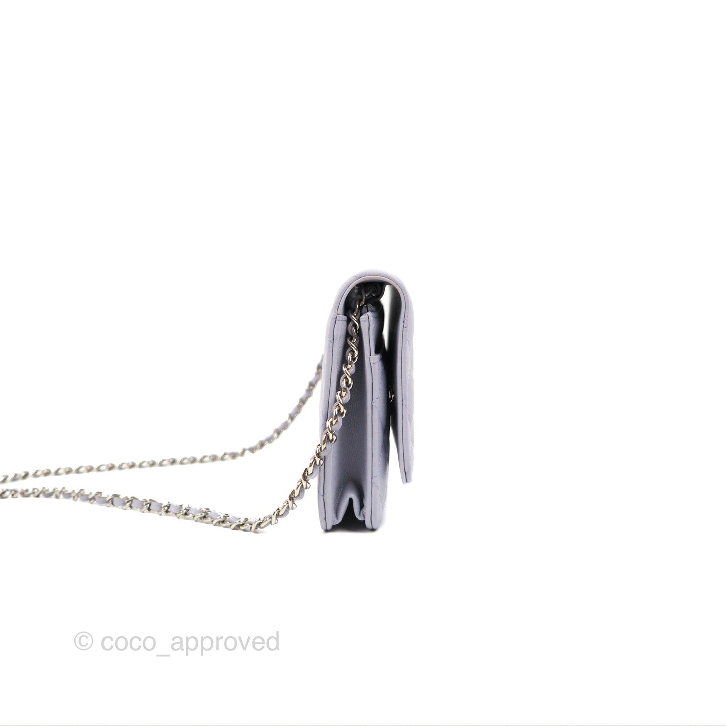 Chanel Quilted Classic Wallet on Chain WOC Lilac Caviar Silver Hardware