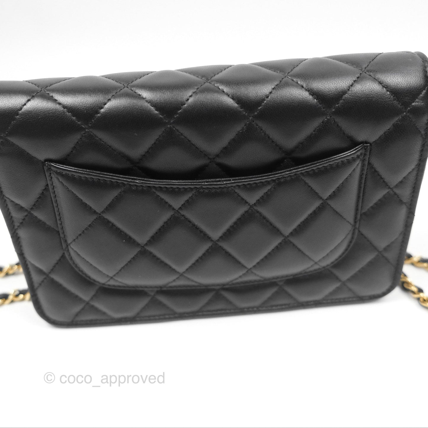 Chanel Quilted Classic Wallet on Chain WOC Black Lambskin Gold Hardware