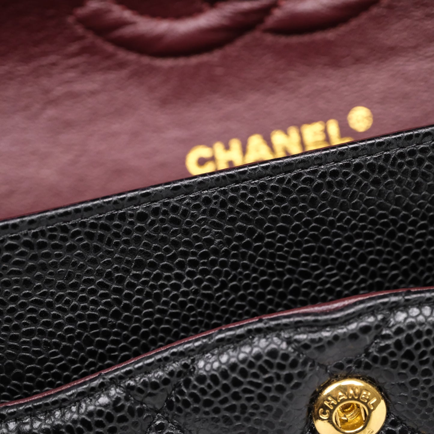 Chanel Classic M/L Medium Flap Quilted Black Caviar Gold Hardware