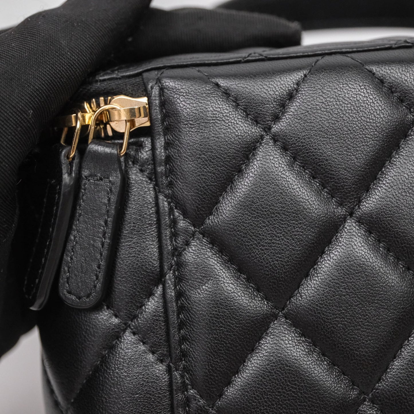 Chanel Vanity Rectangular Metal Top Handle Black Lambskin Aged Gold Hardware