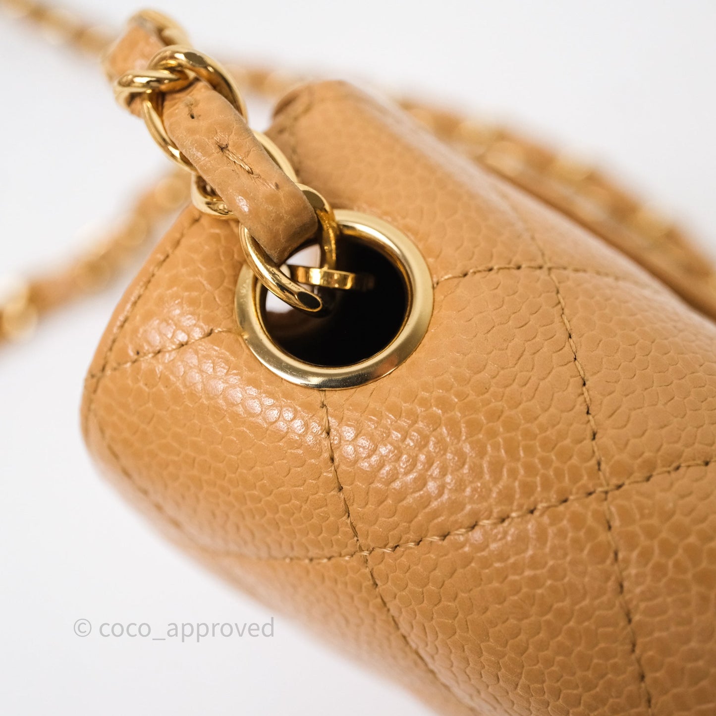 Chanel Vintage Mini Square Beige Caviar Gold Hardware