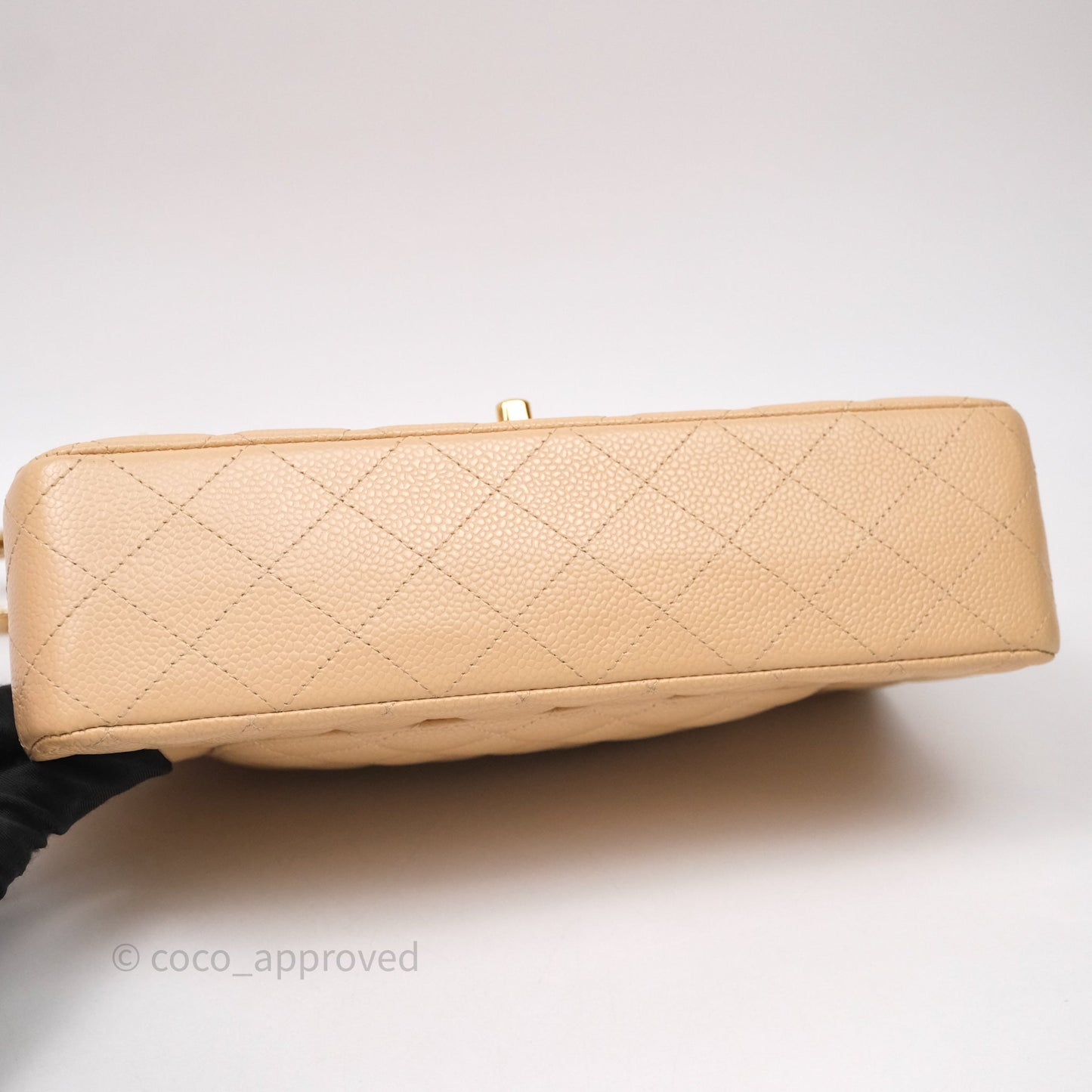 Chanel Classic M/L Medium Flap Quilted Beige Caviar Gold Hardware