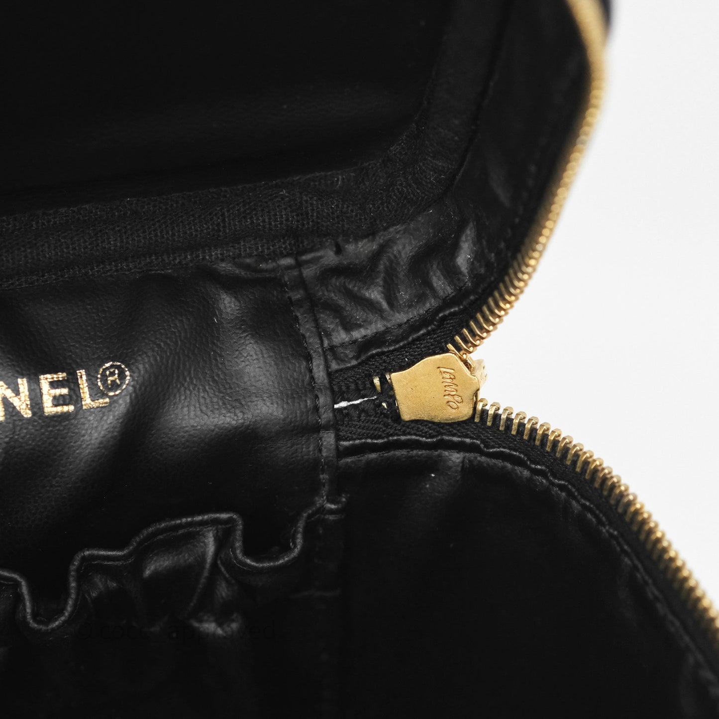 Chanel Vintage Vanity Case Black Caviar Gold Hardware