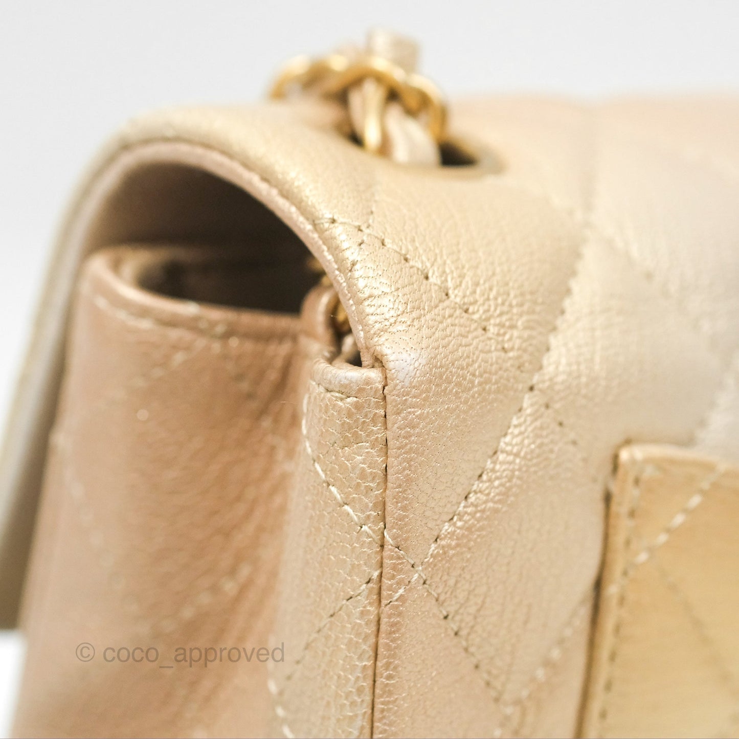 Chanel Mini Rectangular Flap Beige Ombre Iridescent Goatskin Aged Gold Hardware 22C