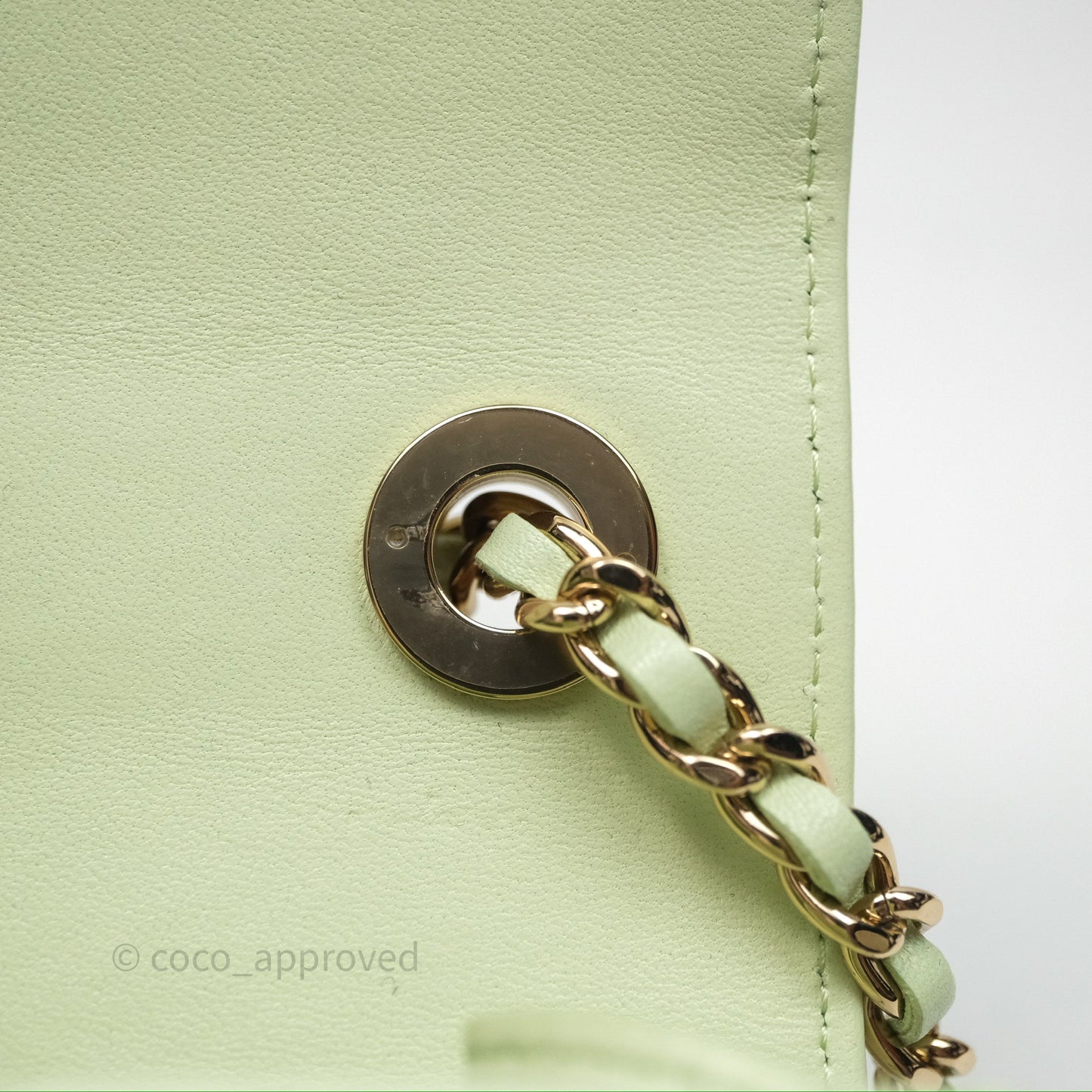 Chanel Mini Quilted Trendy CC Clutch With Chain Green Lambskin Gold Hardware