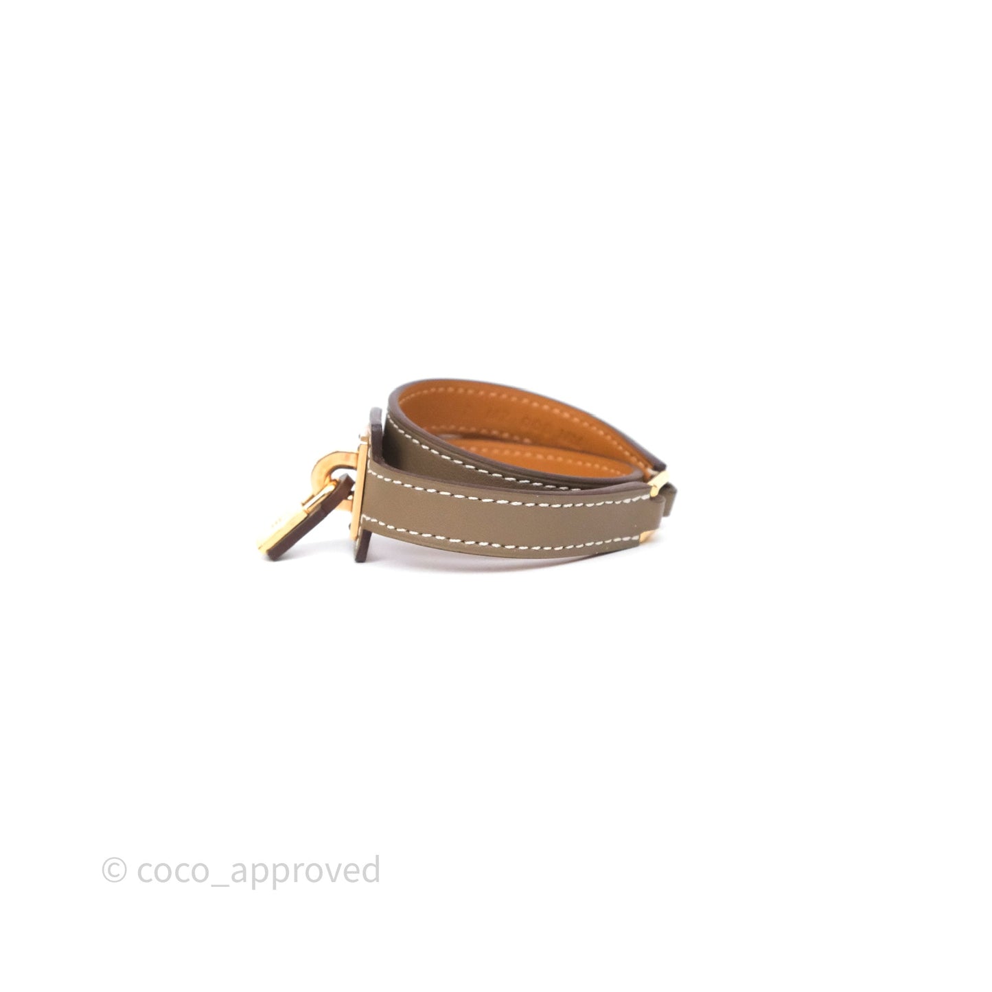 Hermès O'Kelly Double Tour Bracelet Etoupe 18 Swift Rose Gold Hardware