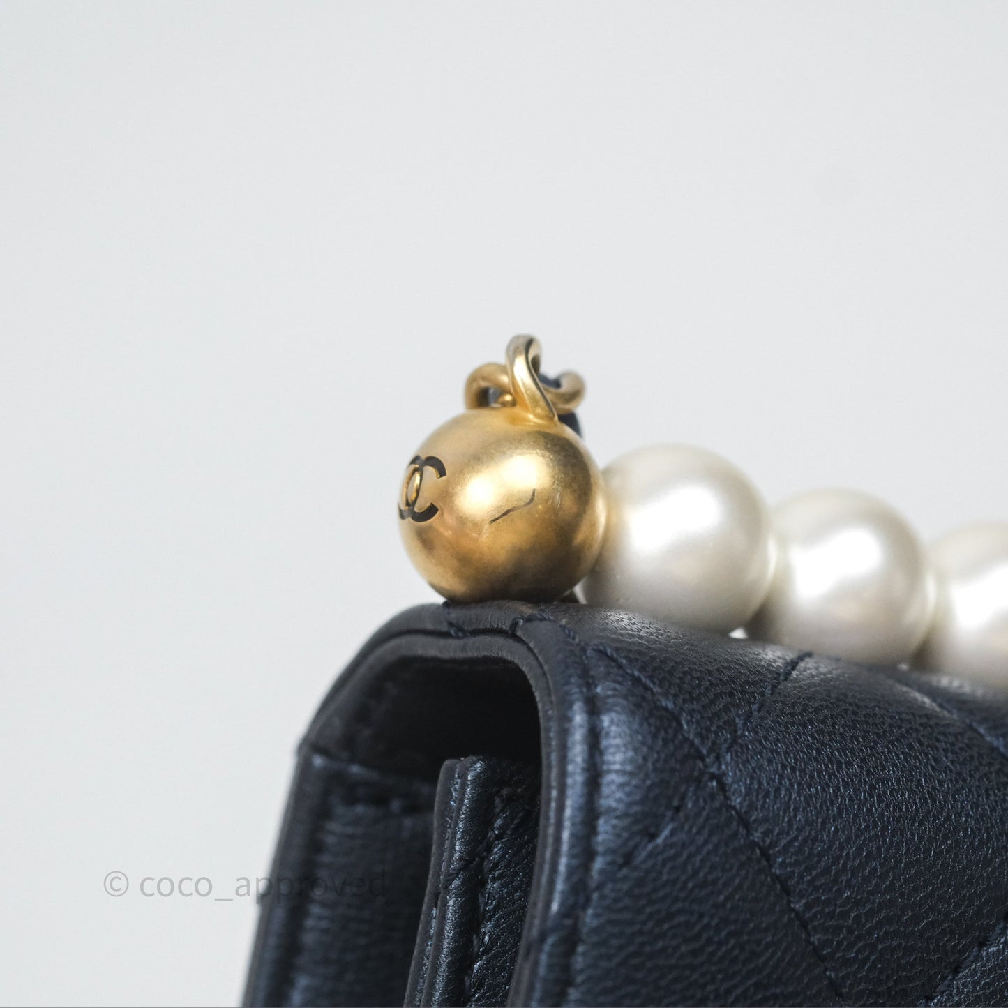 Chanel Quilted Chic Pearls Flap Iridescent Navy Goatskin Aged Gold Hardware