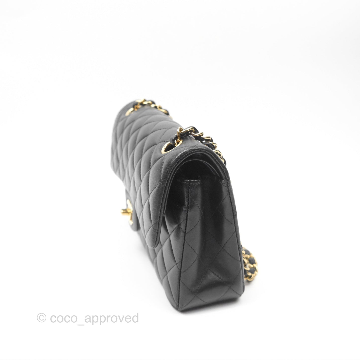 Chanel Small Classic Quilted Flap Black Lambskin Gold Hardware