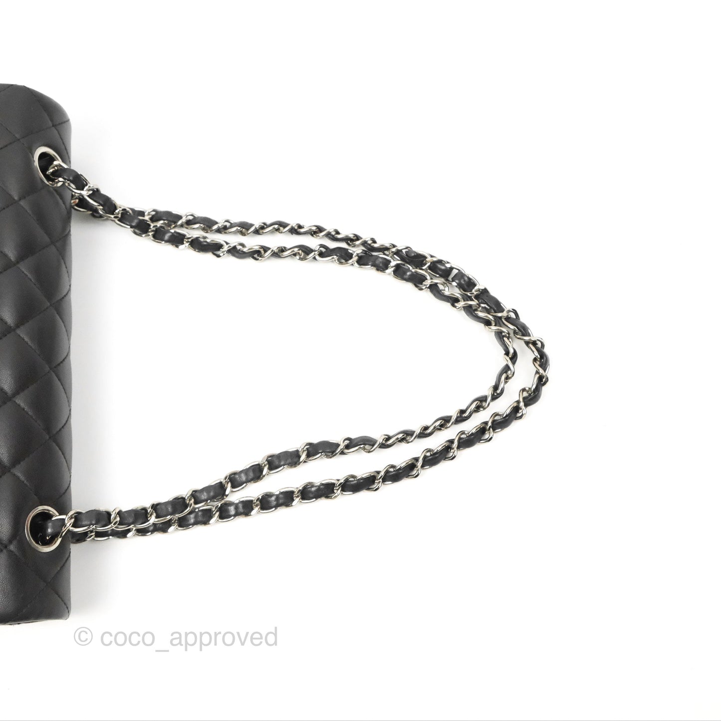 Chanel Classic M/L Medium Flap Quilted Black Lambskin Silver Hardware