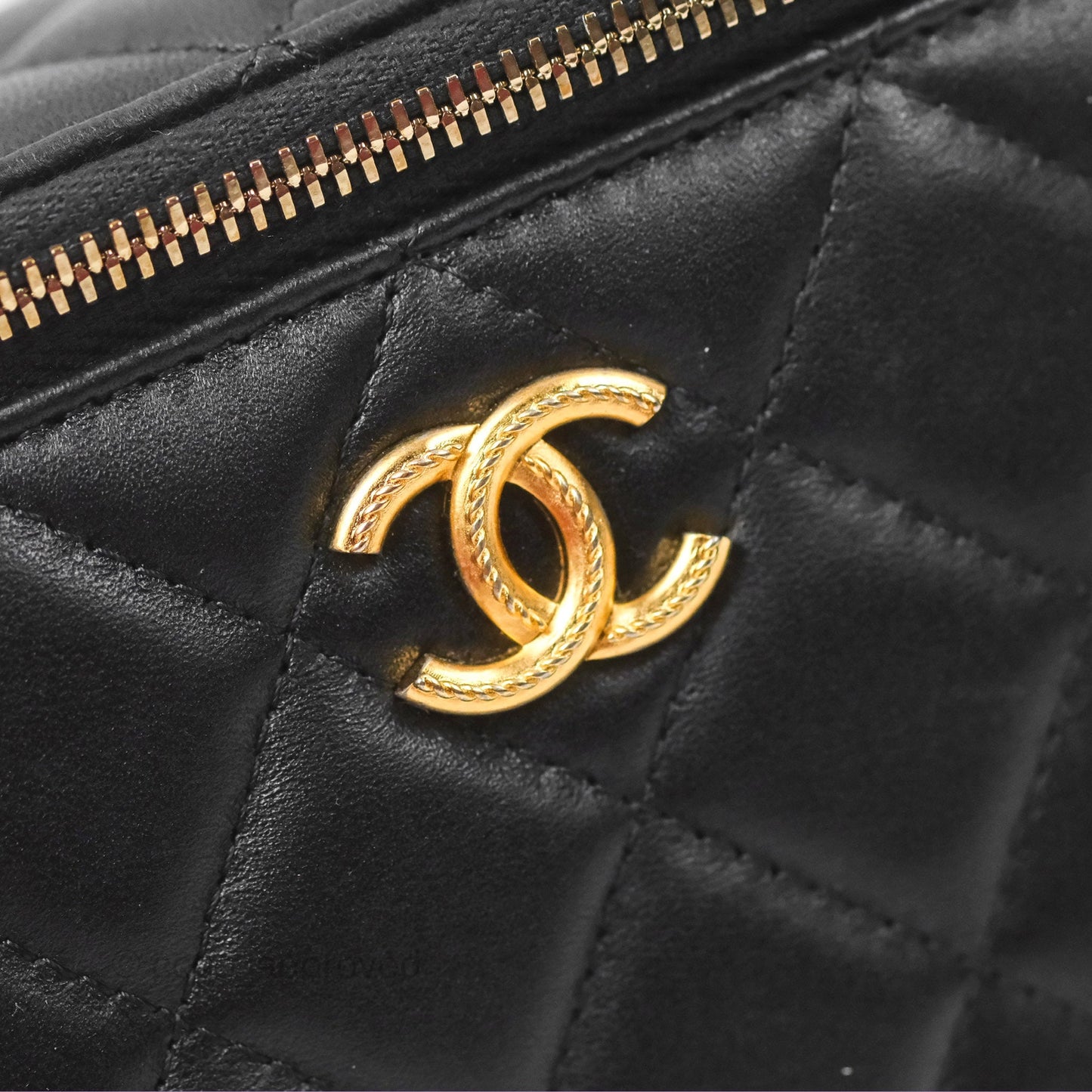 Chanel Top Handle Vanity Rectangular Black Lambskin Gold Hardware