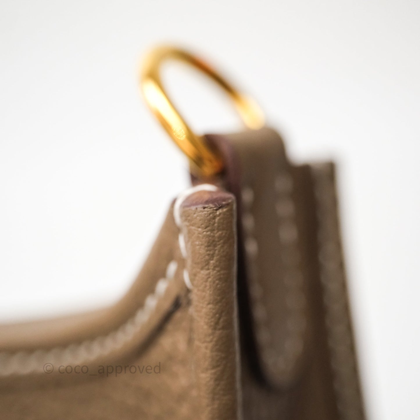 Hermès Mini Evelyne 16 Etoupe 18 Clemence Gold Hardware Bleu Indigo Strap