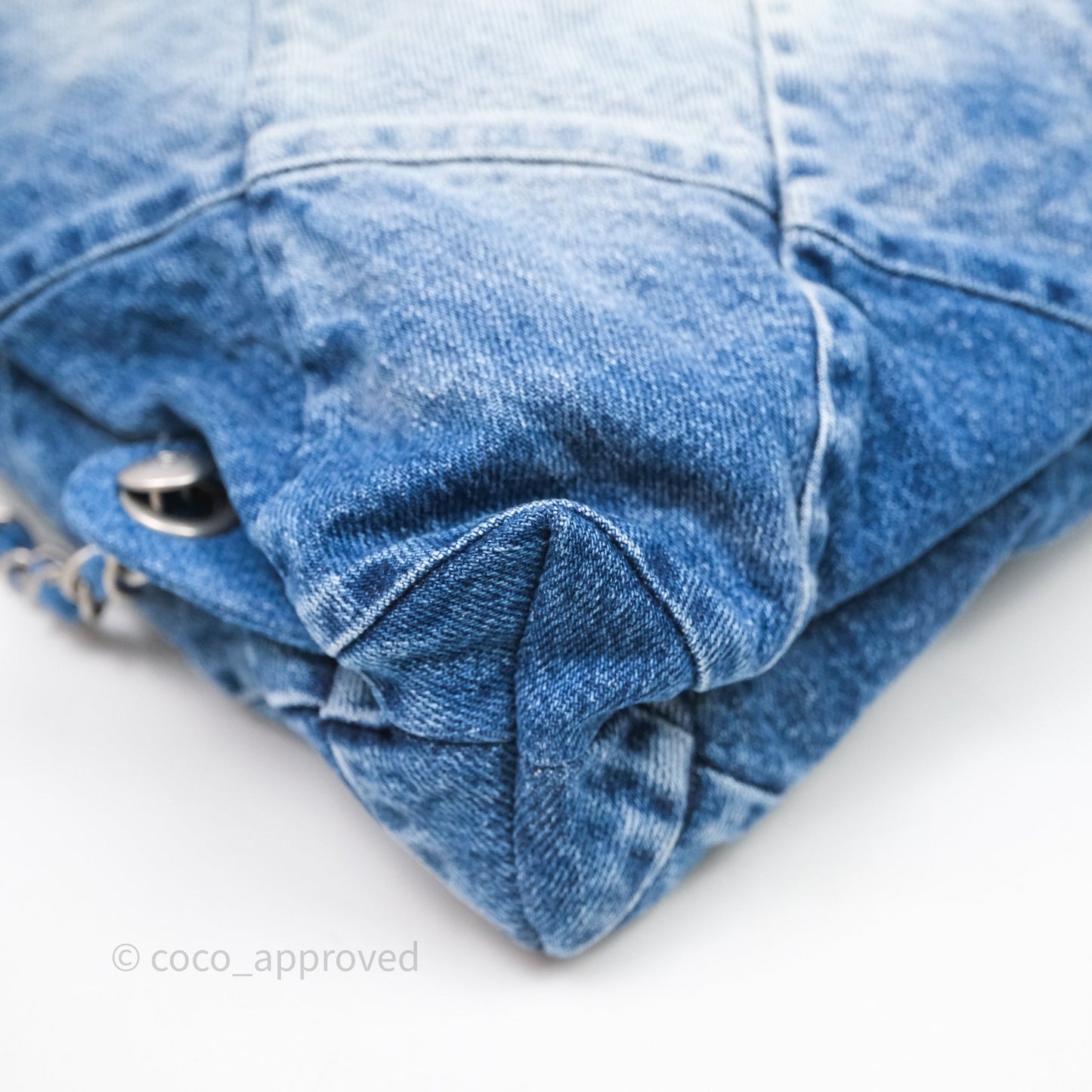 Chanel 22 Small Backpack Blue Denim Ruthenium Hardware