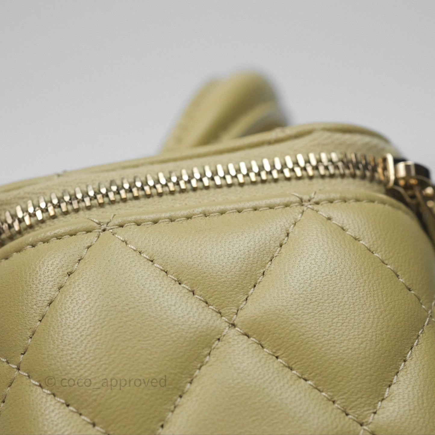 Chanel Top Handle Vanity with Chain Olive Green Lambskin Aged Gold Hardware
