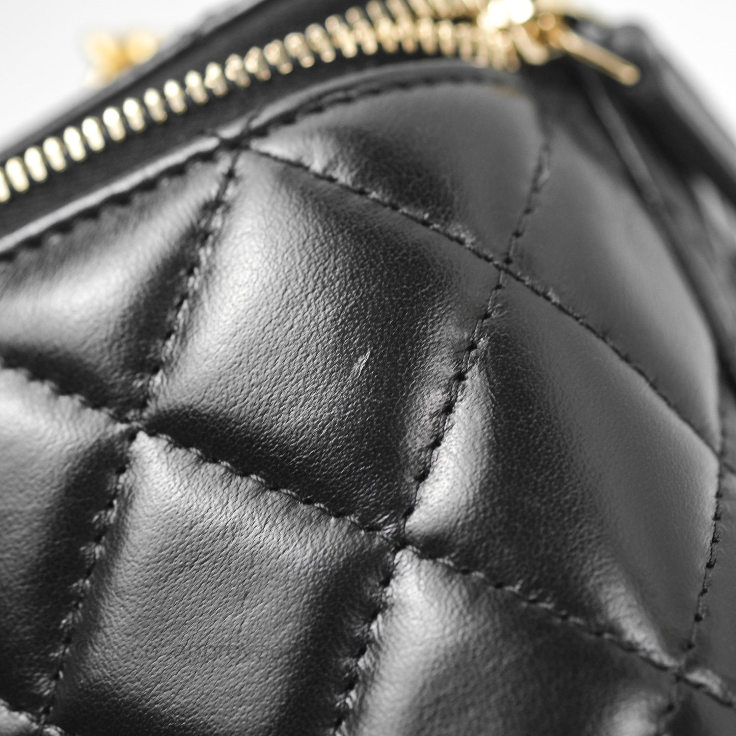 Chanel Vanity with Adjustable Chain Black Lambskin Aged Gold Hardware