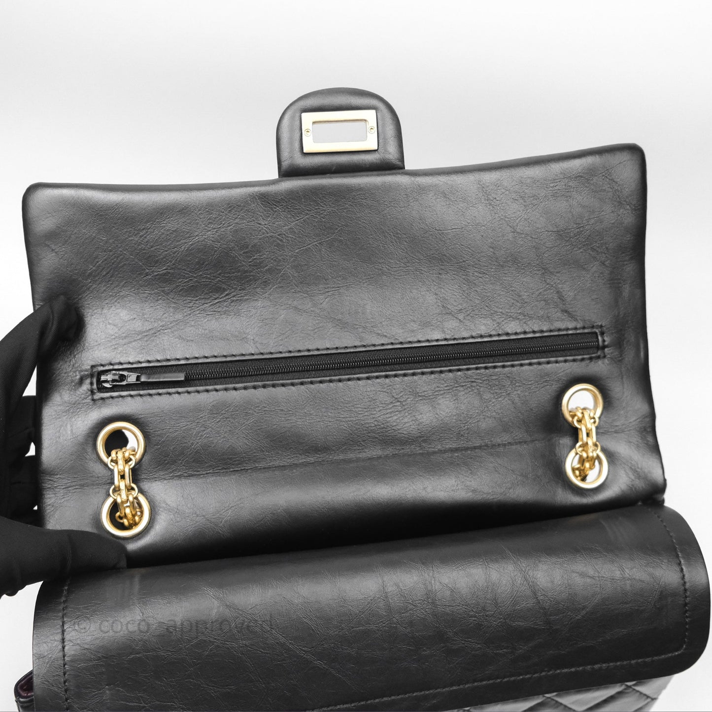 Chanel Quilted Reissue 226 Aged Calfskin Black Gold Hardware