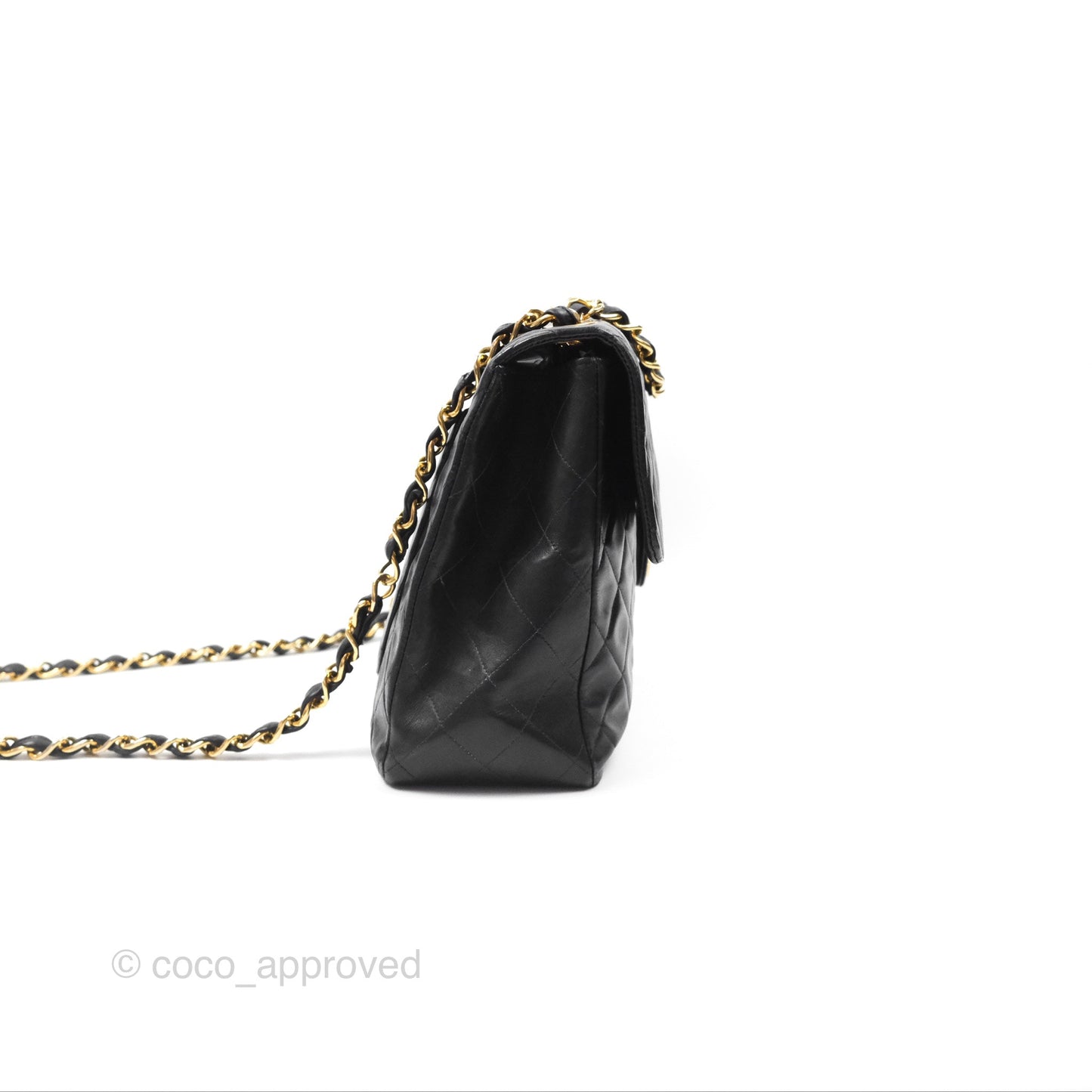 Chanel Vintage Maxi Single Flap Black Lambskin 24K Gold Hardware