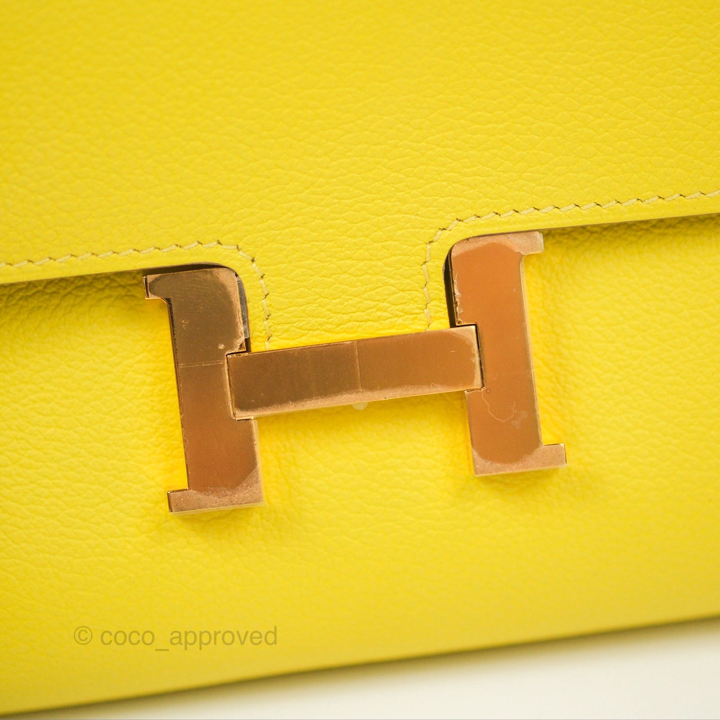 Hermès Constance To Go Wallet Lime Evercolour Rose Gold Hardware