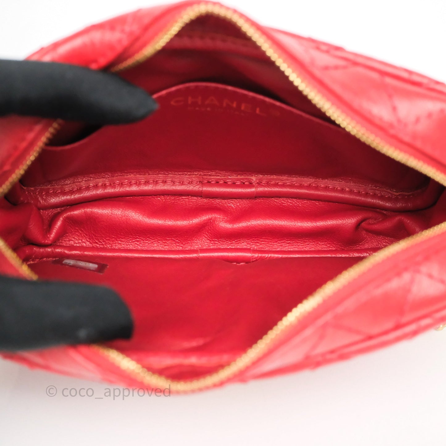 Chanel Quilted Mini Reissue Camera Case Red Aged Calfskin Aged Gold Hardware