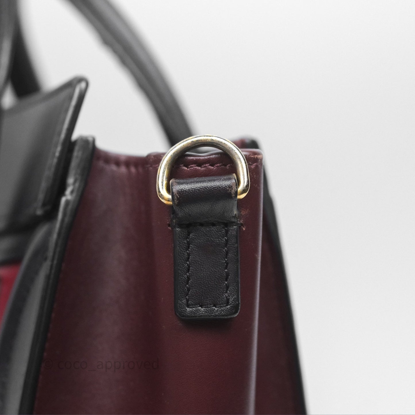 Celine Nano Luggage Satin Calfskin Gold Hardware Red/ Dark Brown