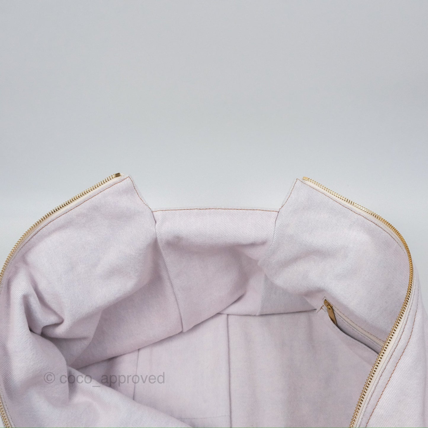 Chanel Printed Denim Large Shopping Bag Aged Gold Hardware