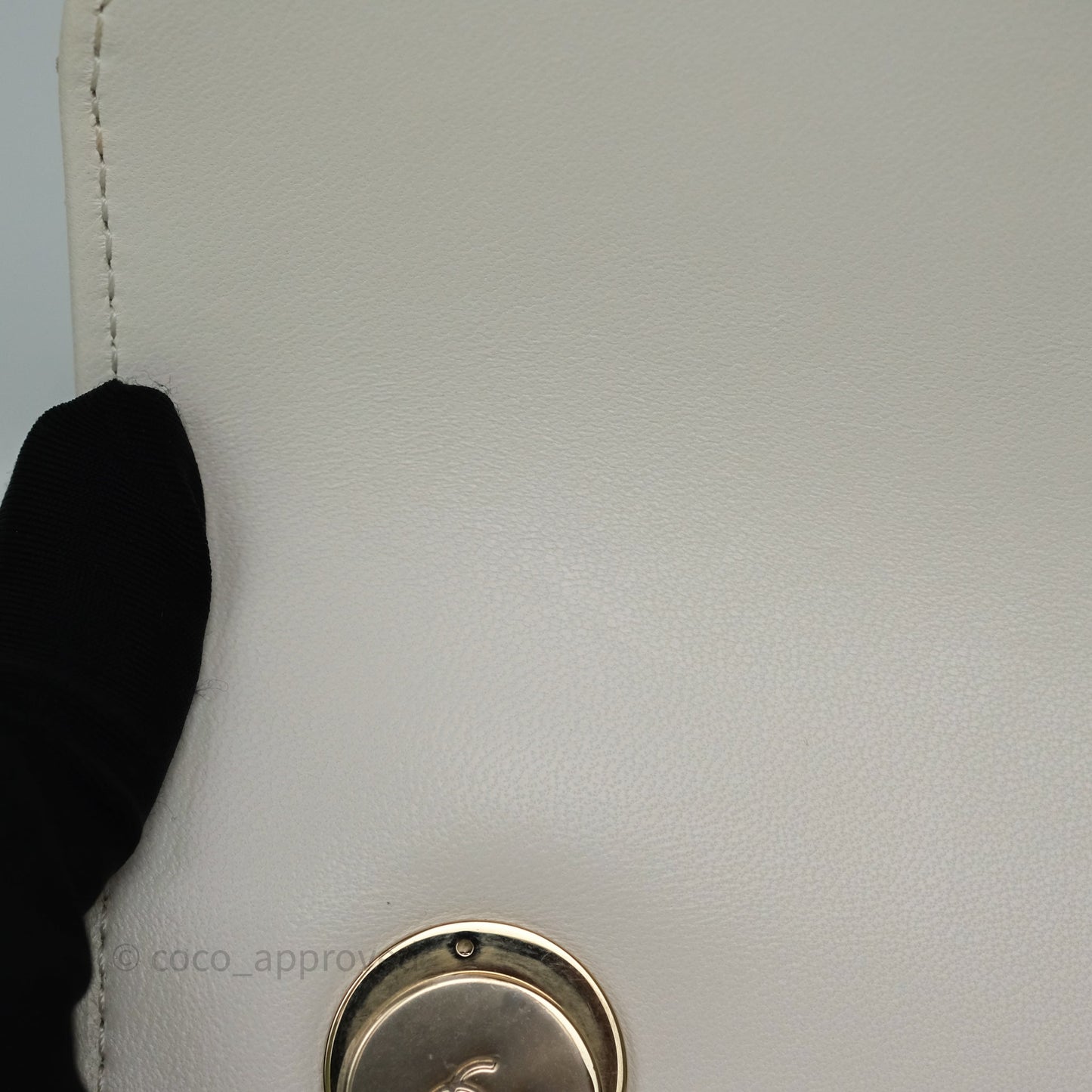 Chanel Mini Trendy CC Handle Bag Lacquered Logo White Lambskin