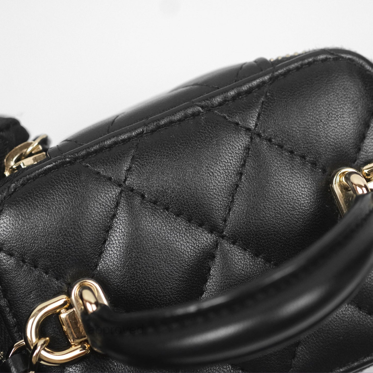 Chanel Mini Top Handle Vanity With Chain Black Lambskin Gold Hardware