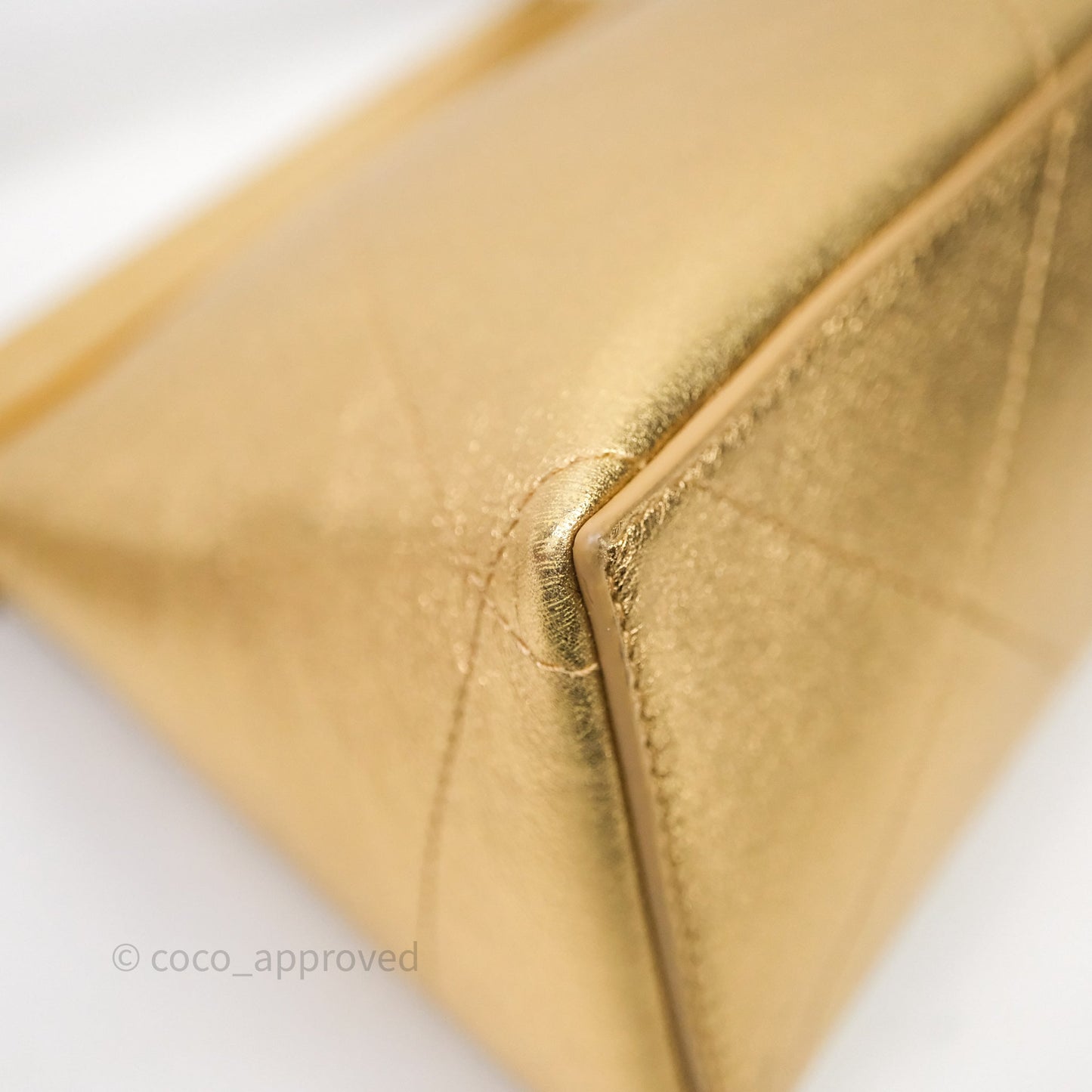 Chanel Calfskin Kiss Lock Frame Gold Bag