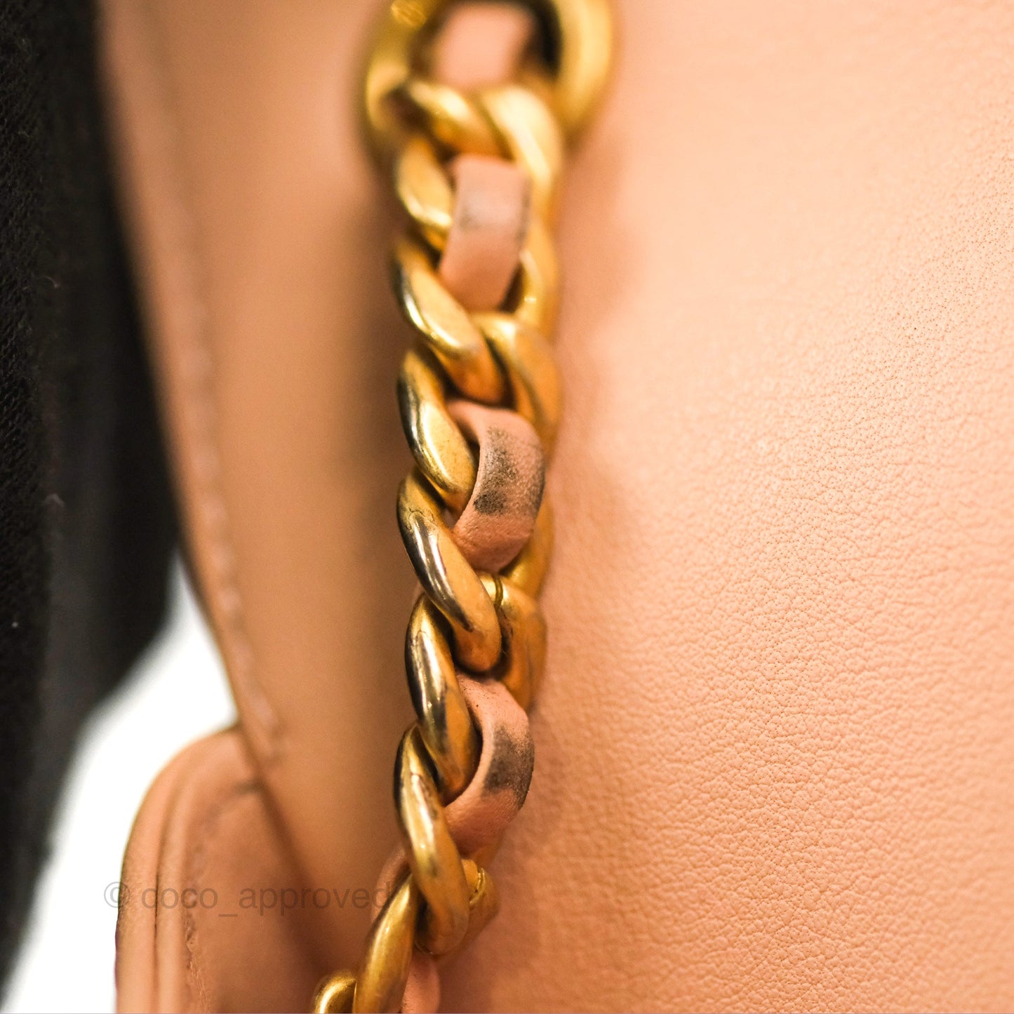 Chanel Messenger Bag Beige Pink Calfskin Aged Gold Hardware