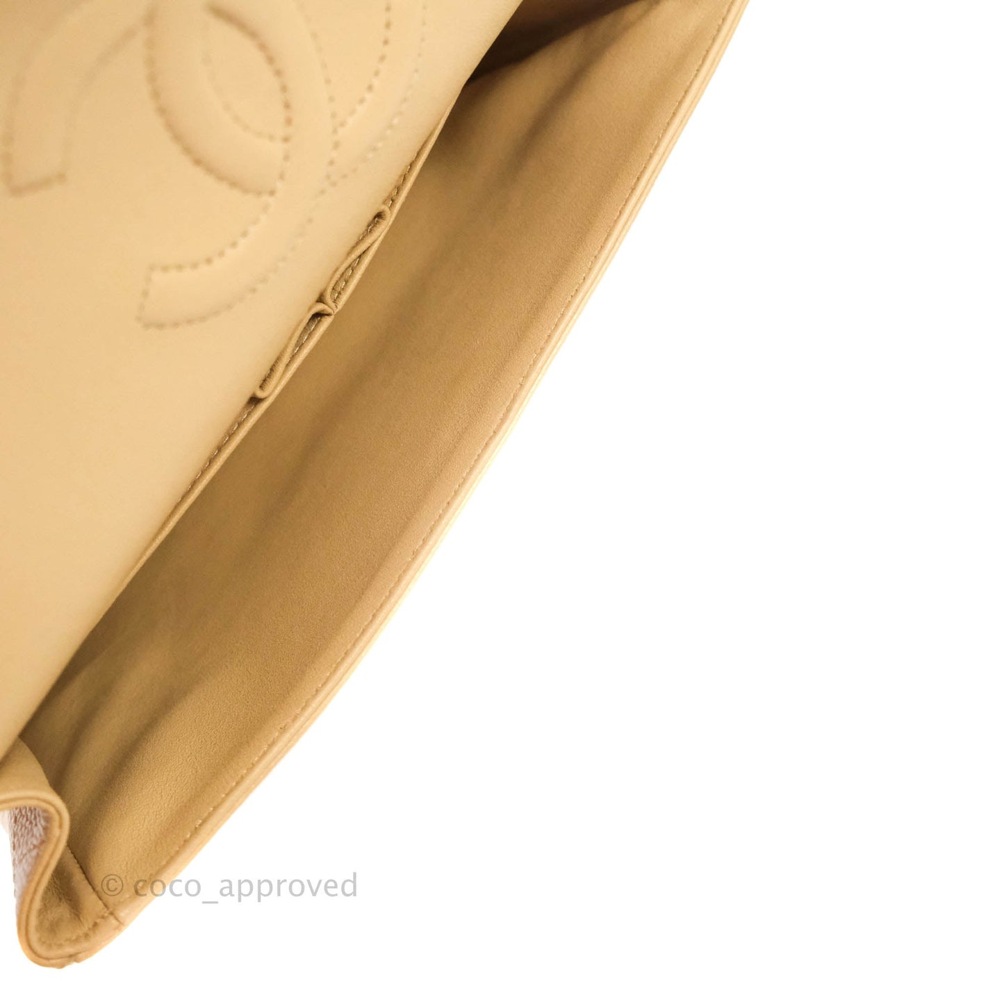 Chanel Classic M/L Medium Double Flap Beige Caviar Gold Hardware