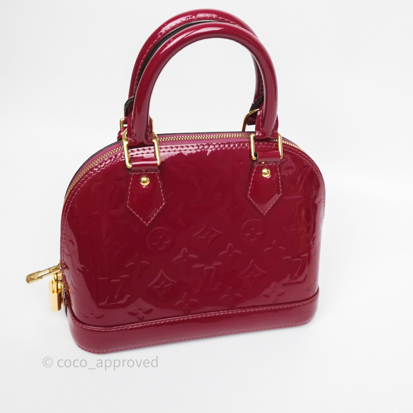 Louis Vuitton Alma BB Burgundy Patent Gold Hardware
