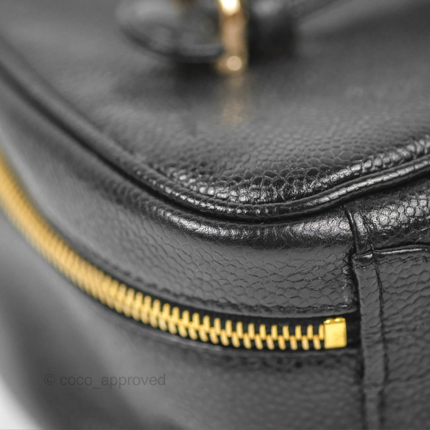 Chanel Vintage Vanity Case Black Caviar Gold Hardware