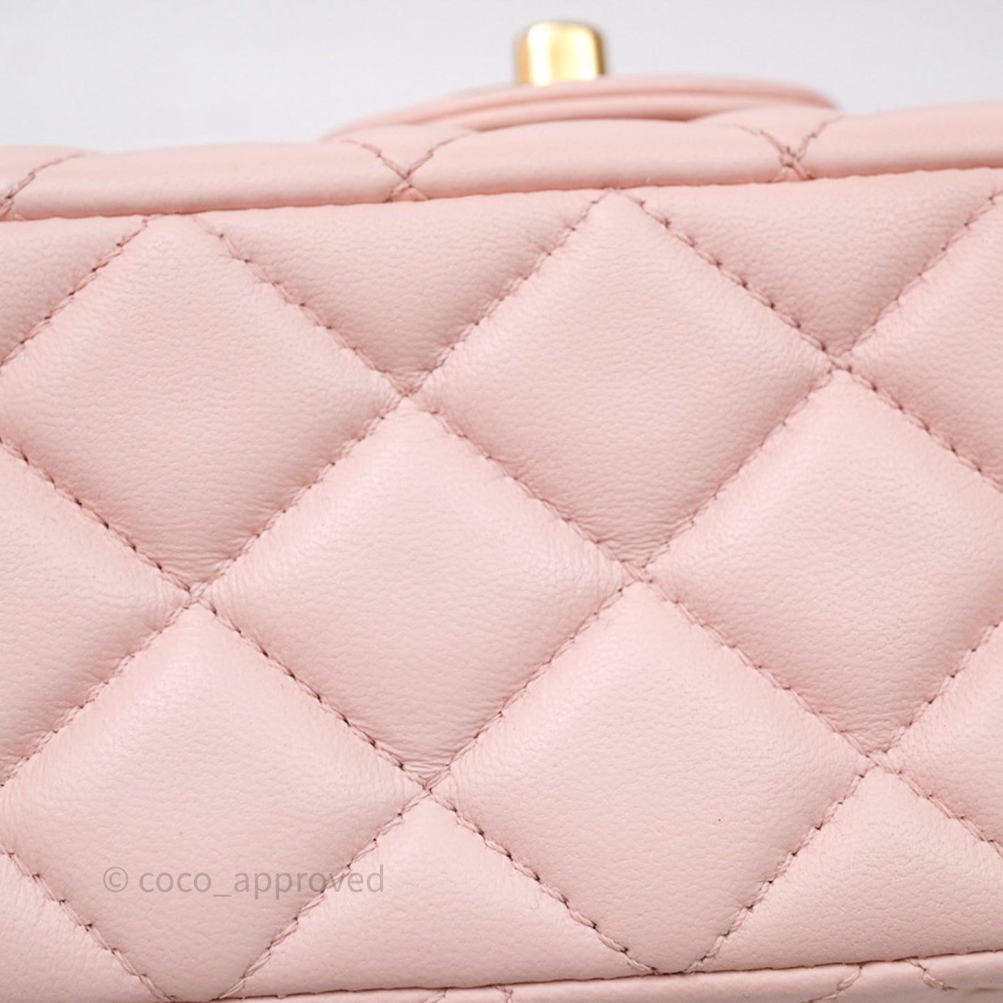 Chanel Top Handle Mini Rectangular Flap Bag Pink Lambskin Aged Gold Hardware