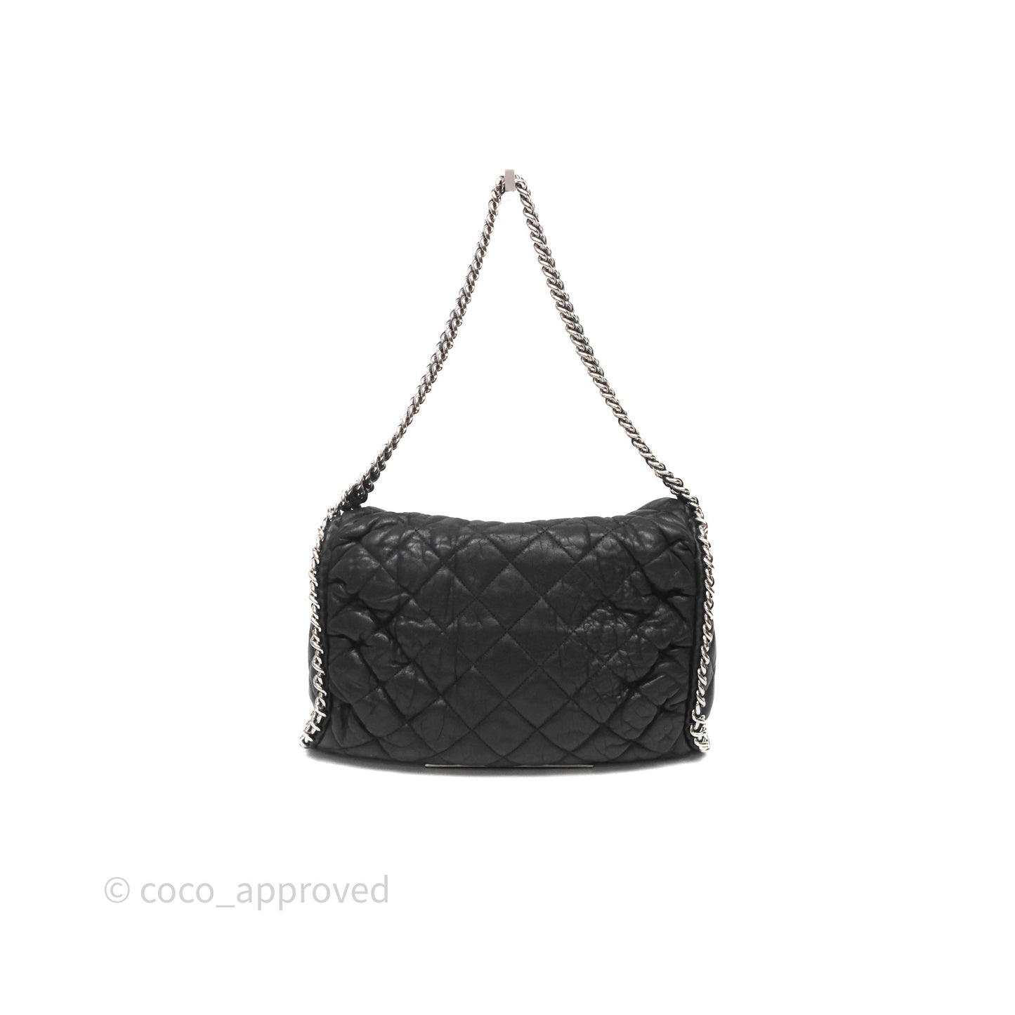 Chanel Chain Around Calfskin Hobo Black Silver Hardware