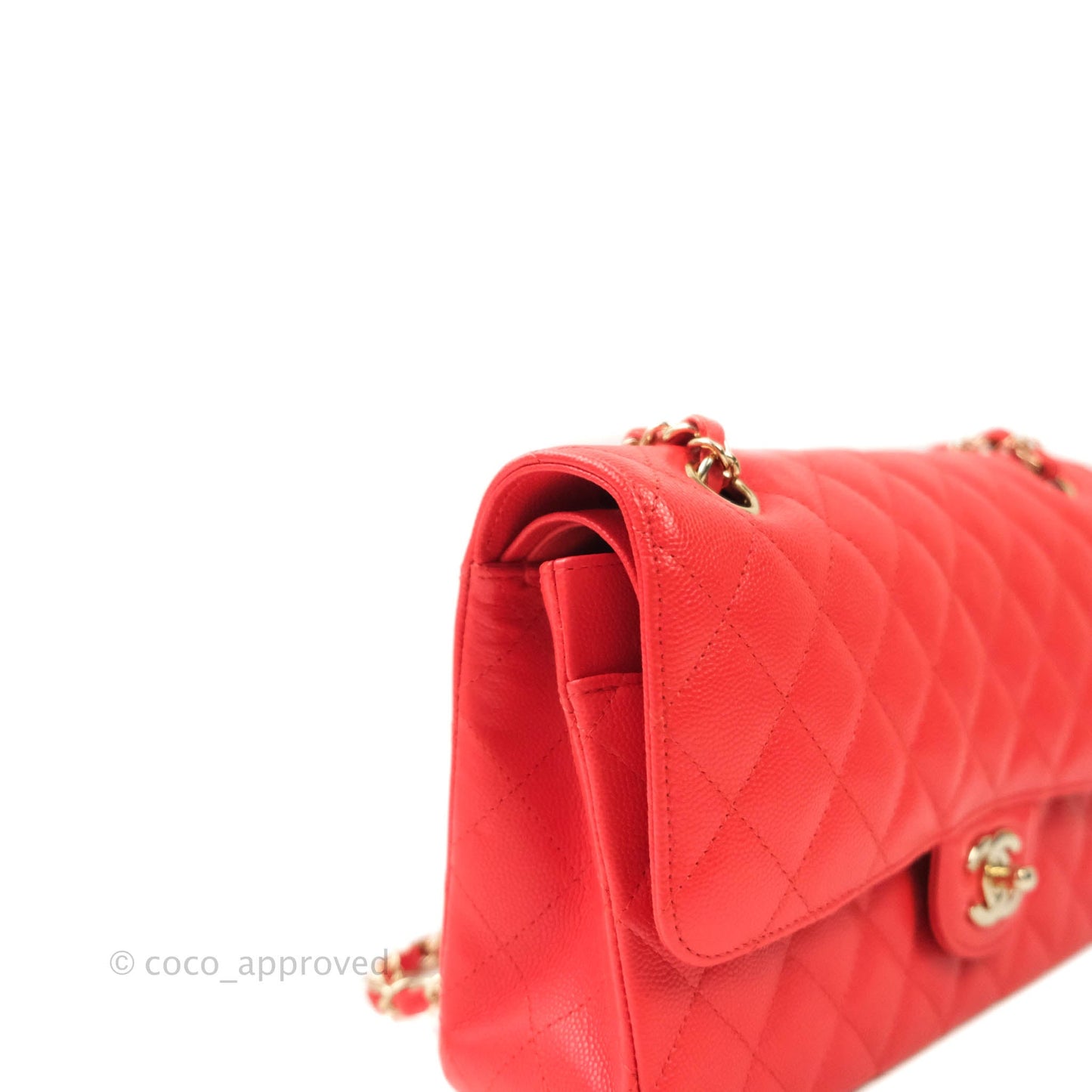 Chanel Classic M/L Medium Double Flap Red Caviar Gold Hardware